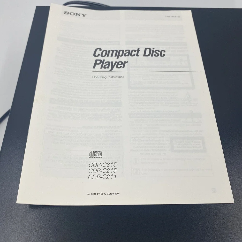 Sony 5 Disk Cd Changer CDP-C315 Operating Instructions For Parts Only